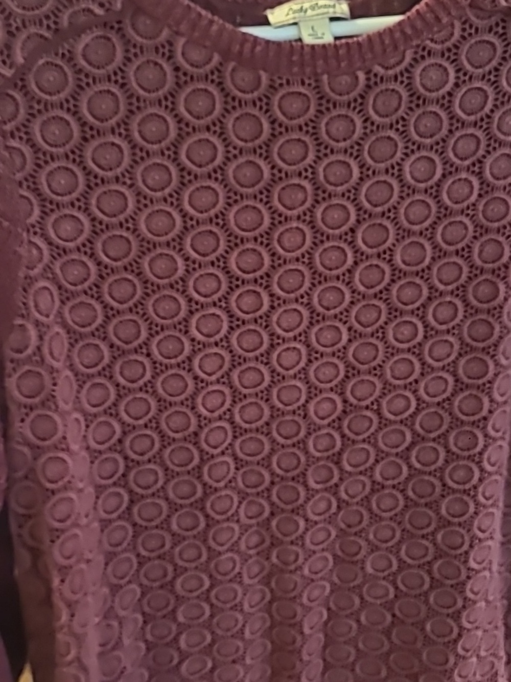 #49 Lucky Brand Burgundy Sweater Top - Picture 3 of 9